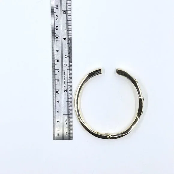 Brown & Clear Gemstone Gold Tone Hinged Cuff Magnetic Closure Bracelet - Picture 6 of 6